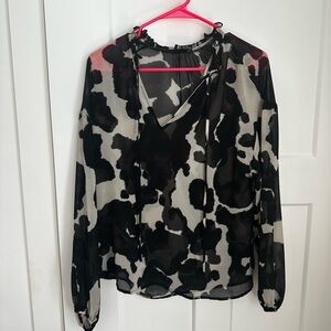 cow print sheer blouse
